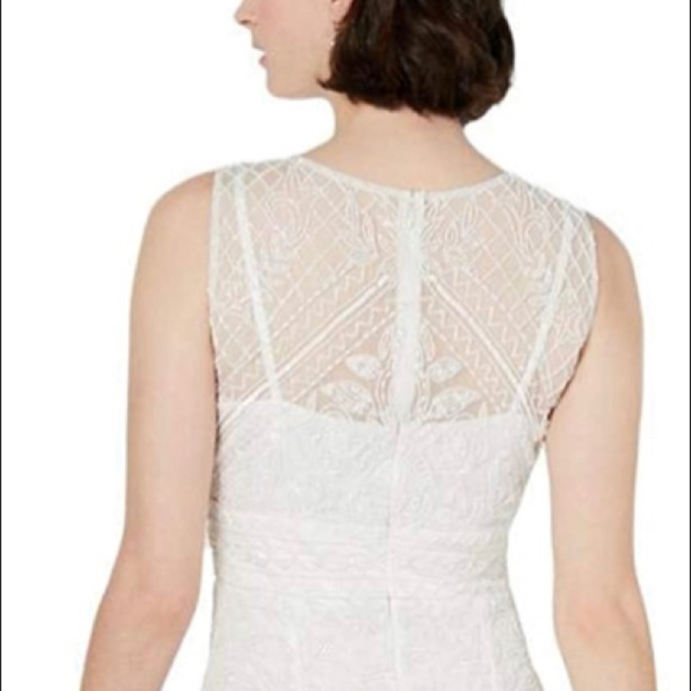 Adriana Papell white beaded cocktail dress
